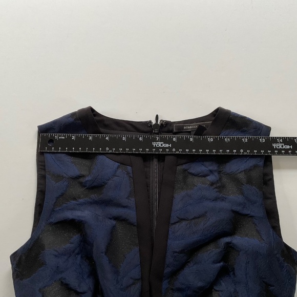 BCBGMaxazria Suni Jacquard Sheath Dress Sz 0 Navy Blue Cocktail Party Festive - Picture 8 of 13